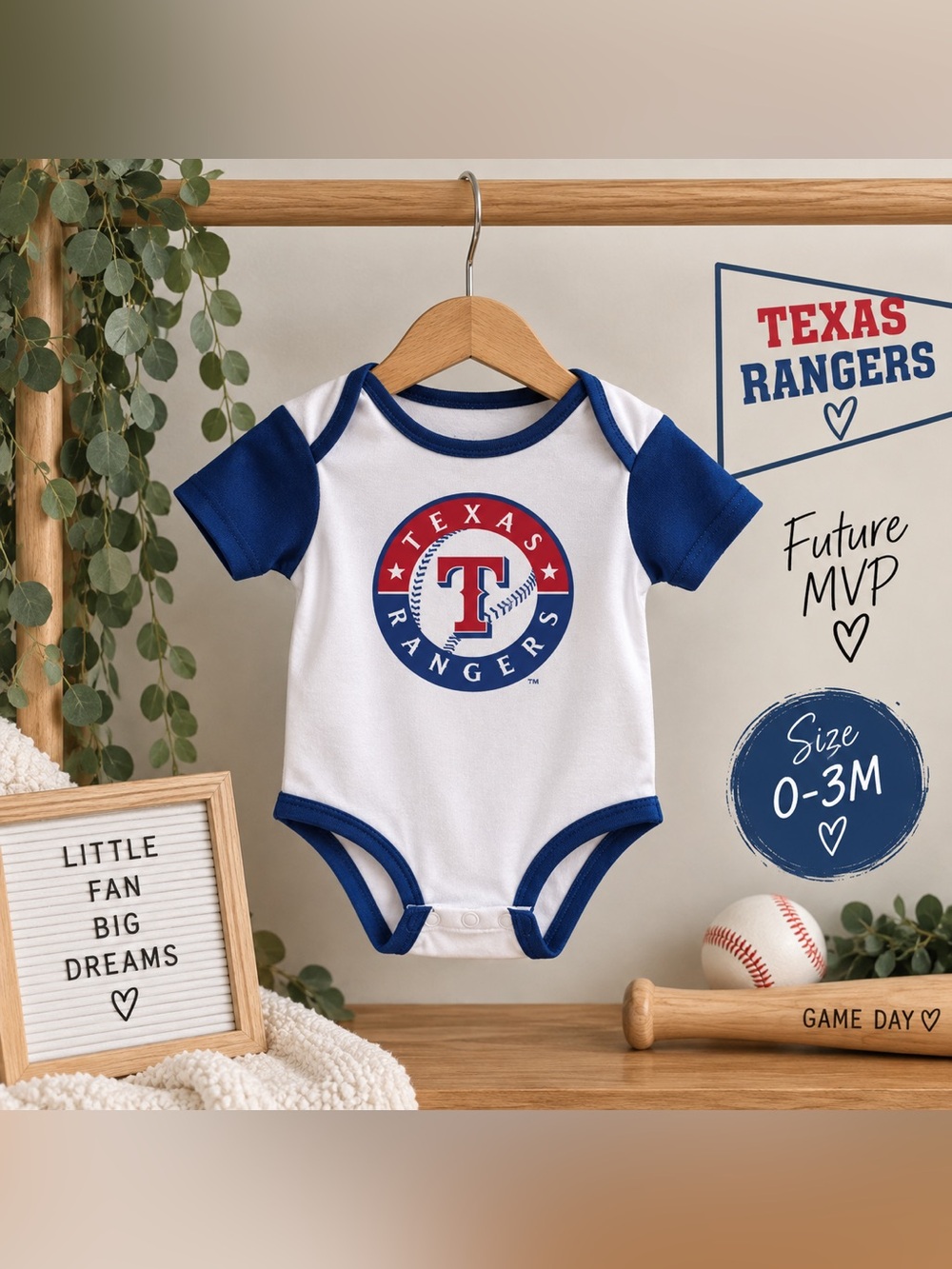Texas Rangers Baby Bodysuit 0-3M Genuine Merchandise MLB Baseball